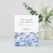 Carte de réponse Bouquet Monochrome Bleu de Fleurs (Debout devant)