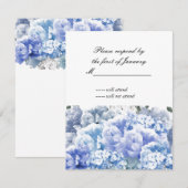 Carte de réponse Bouquet Monochrome Bleu de Fleurs (Devant / Derrière)