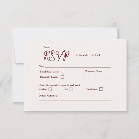 Carte de réponse Burgundy Bliss Version 2 (Devant)