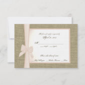 Carte de réponse Burlap et Blush Bow (Devant)
