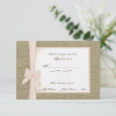 Carte de réponse Burlap et Blush Bow (Debout devant)