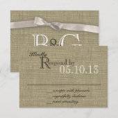 Carte de réponse Burlap et Bow (Devant / Derrière)