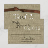 Carte de réponse Burlap et Bow (Devant / Derrière)
