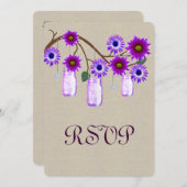 Carte de réponse Burlap Russe Purple Mason Jars (Devant / Derrière)