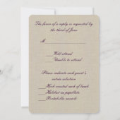 Carte de réponse Burlap Russe Purple Mason Jars (Dos)