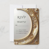 Carte de réponse Cadre Orné Doré RSVP (Devant)