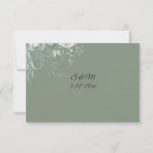 Carte de réponse calligraphiée avec verdure vert s (Dos)