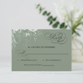 Carte de réponse calligraphiée avec verdure vert s (Debout devant)