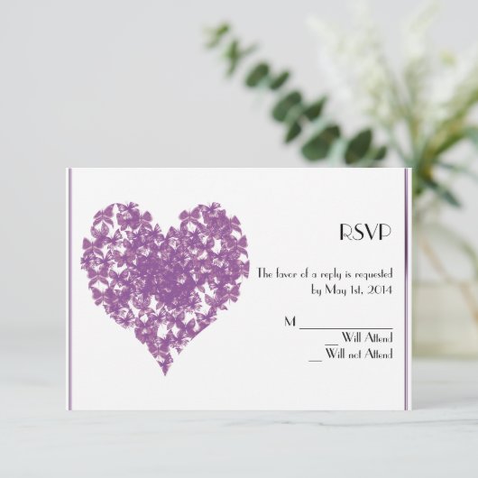 Carte de réponse cardiaque au papillon pourpre (Debout devant)