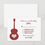 Carte de réponse cardiaque Maroon/Silver Guitar (Devant / Derrière)