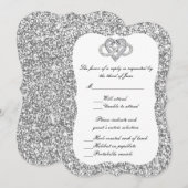 Carte de réponse cardiaque Silver Parties scintill (Devant / Derrière)