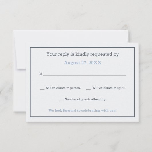 Carte de réponse, carte RSVP, Cravate Bow, bleu, g (Dos)