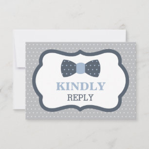 Carte de réponse, carte RSVP, Cravate Bow, bleu, g