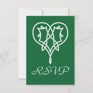 Carte de réponse Celtic Weave Hearts en vert