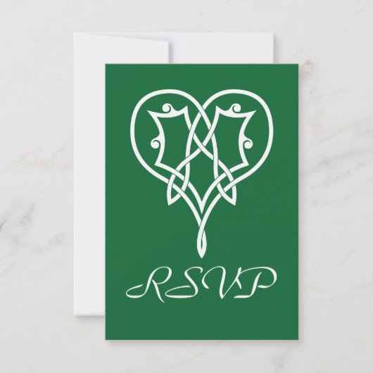 Carte de réponse Celtic Weave Hearts en vert (Devant)