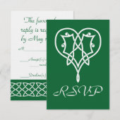 Carte de réponse Celtic Weave Hearts en vert (Devant / Derrière)