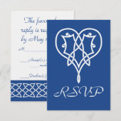 Carte de réponse Celtic Weave Hearts in Blue (Devant / Derrière)