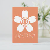 Carte de réponse charmante Sakura en corail (Debout devant)