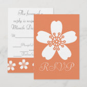 Carte de réponse charmante Sakura en corail (Devant / Derrière)