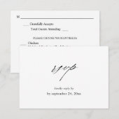 Carte de réponse Chic 4 Black & White avec repas (Devant / Derrière)