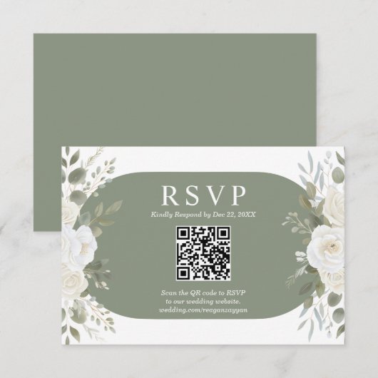Carte de réponse chic avec code QR pour mariage Iv (Devant / Derrière)