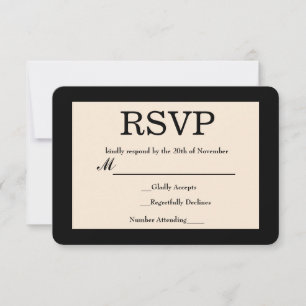 Carte de réponse chic et élégante de mariage noir