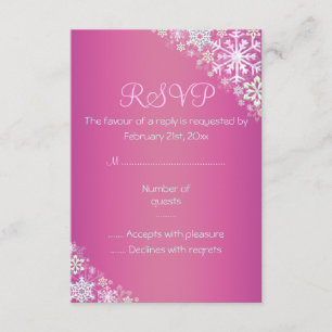 Carte de réponse chic flocon de neige rose vif