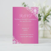 Carte de réponse chic flocon de neige rose vif (Debout devant)