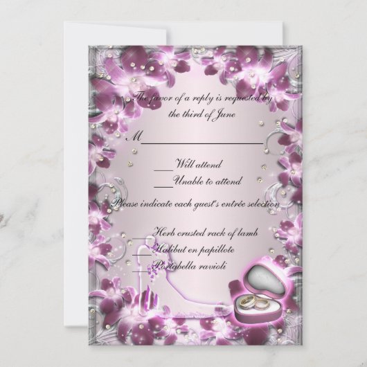 Carte de réponse chic florale violette tendance (Devant)