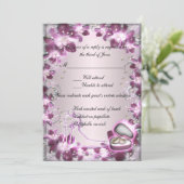 Carte de réponse chic florale violette tendance (Debout devant)