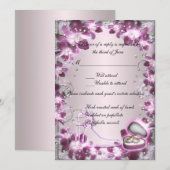 Carte de réponse chic florale violette tendance (Devant / Derrière)