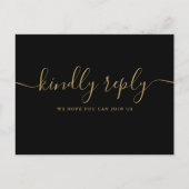 Carte de réponse chic noire et or pour demande de  (Devant)