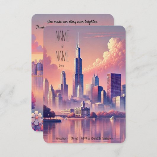 Carte de réponse Chicago Skyline (Devant / Derrière)