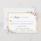 carte de réponse choix de repas cadre doré floral  (Devant)