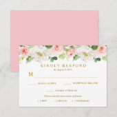 carte de réponse choix de repas floral rose (Devant / Derrière)