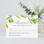 Carte de réponse classique Olive Branch Script (Debout devant)