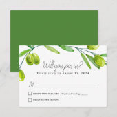 Carte de réponse classique Olive Branch Script (Devant / Derrière)