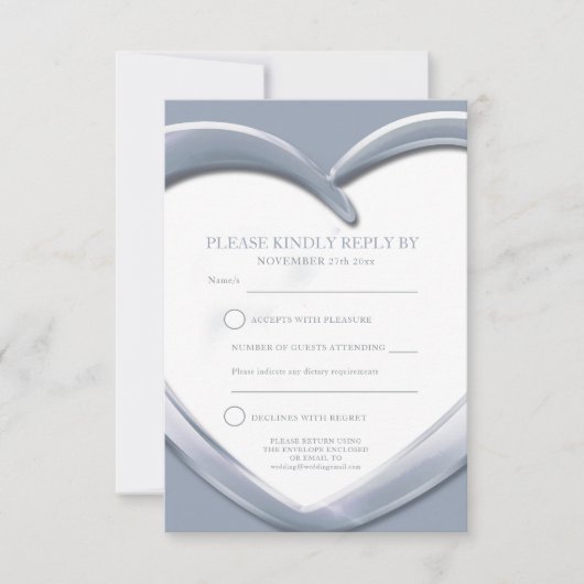 carte de réponse coeur 25e anniversaire de mariage (Devant)