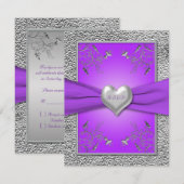 Carte de réponse Cœur de lavande et d'étain (Devant / Derrière)