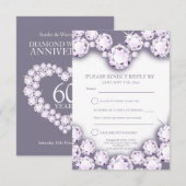 carte de réponse cœur pour 60e anniversaire de mar (Devant / Derrière)