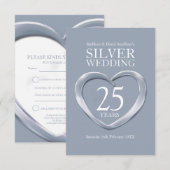 carte de réponse coeur pour les 25 ans de mariage  (Devant / Derrière)