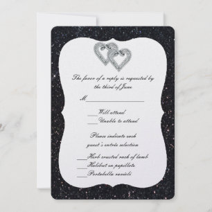 Carte de réponse Cœurs de diamant en paillettes no