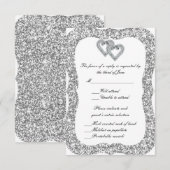 Carte de réponse Cœurs de diamant Paillettes argen (Devant / Derrière)