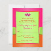 Carte de réponse Cœurs Fleuris Rose Orange Lime Un (Dos)