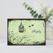 Carte de réponse Colombes dans une Cage Verte et N (Debout devant)