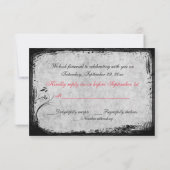 Carte de réponse Colombes et Cage à Oiseaux Rouge  (Dos)