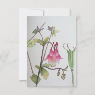 Carte de réponse Columbine Aquarelles botaniques