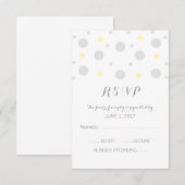 Carte de réponse Confetti jaune gris (Devant / Derrière)