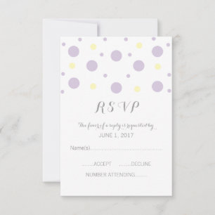 Carte de réponse Confetti jaune pourpre