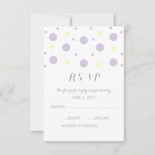 Carte de réponse Confetti jaune pourpre (Devant)